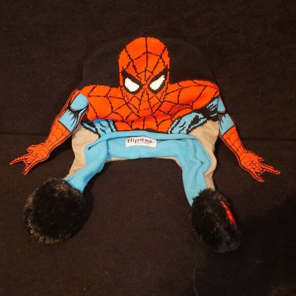 Flipeez Marvel Spiderman Kids Stocking Hat Air Pump Web Slinging Spiderweb Arms - Picture 1 of 5